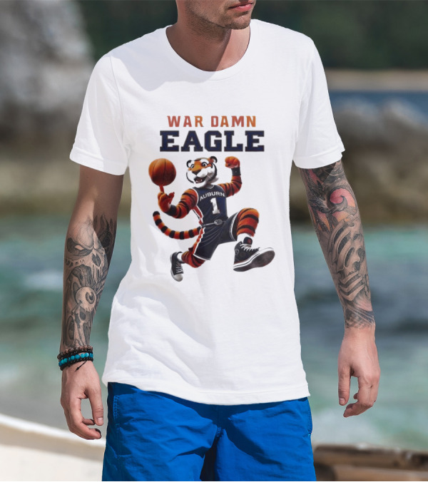 NCAA Auburn Tigers War Damn Eagle 2025 Mascot Basketball Tiger T-Shirt