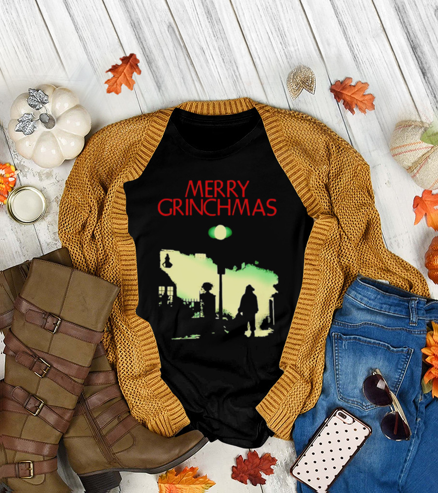 Merry Grinchmas Grinch X The Exorcist Silhouette Scene T-Shirt