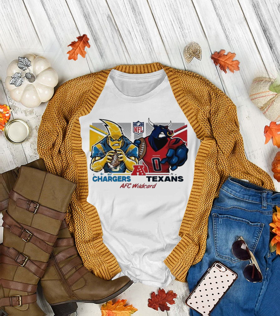 Los Angeles Chargers vs Houston Texans NFL Playoffs AFC Wild Card Matchup Mascot Showdown T-Shirt