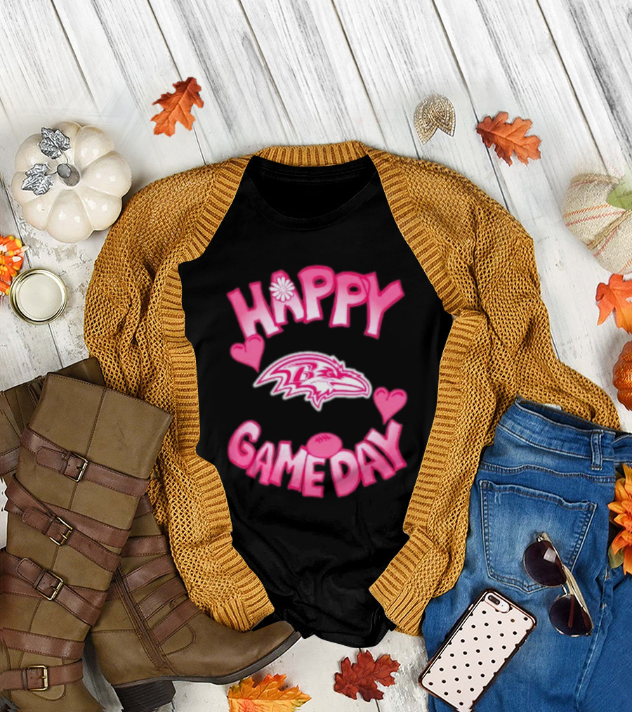 Valentine's Day Baltimore Ravens Happy Gameday 2025 Love Hearts Football T-Shirt