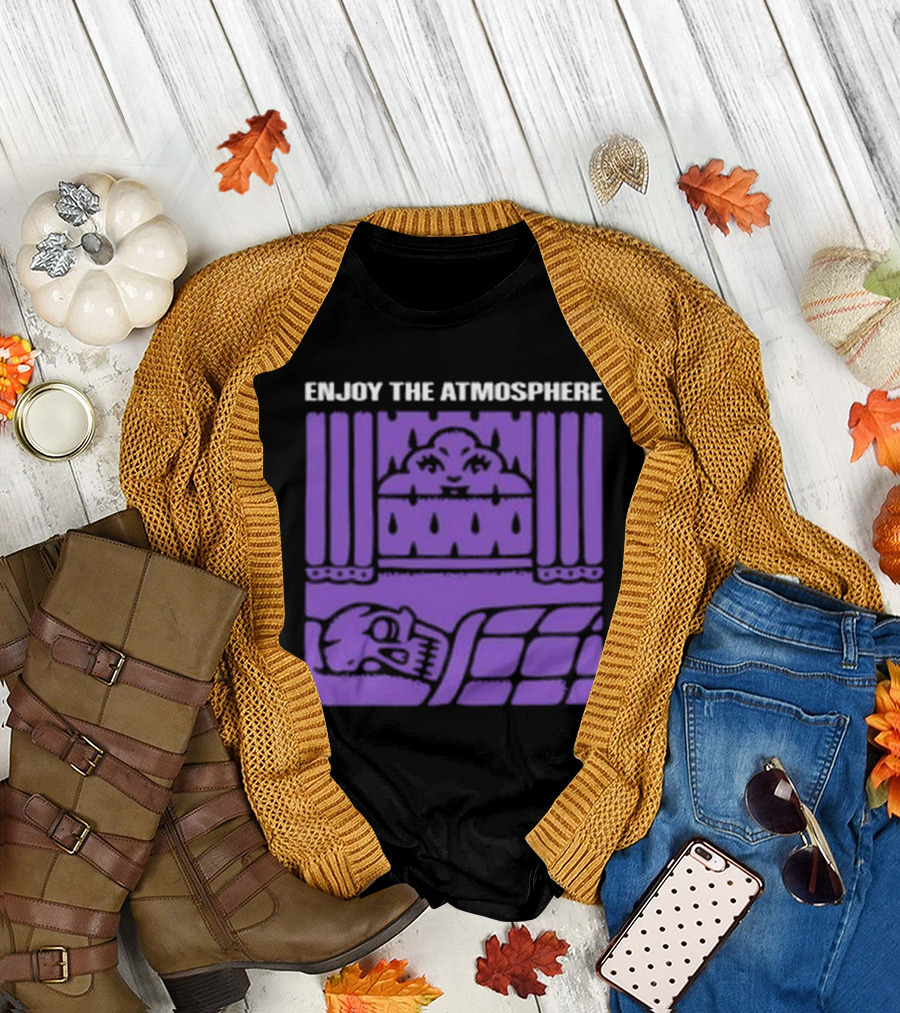 Enjoy The Atmosphere Skull in Bed Purple Curtains T-Shirt