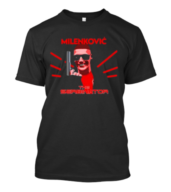 Milenkovic The Serbinator With Sunglasses And Gun T-Shirt