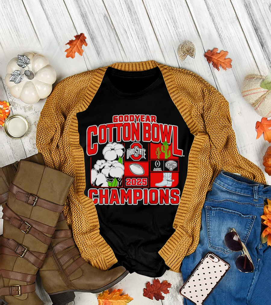 Ohio State Buckeyes 2025 Goodyear Cotton Bowl Champions Football Victory T-Shirt