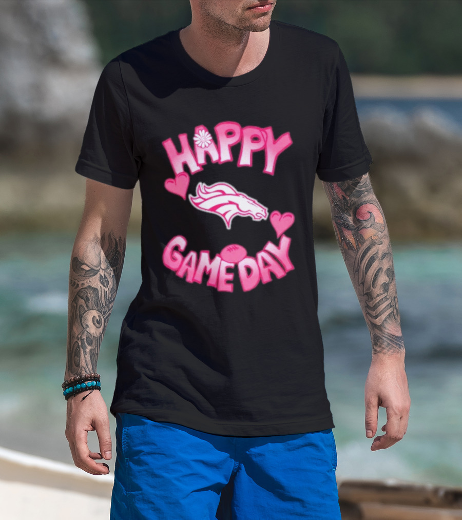 Valentine’s Day Happy Gameday Denver Broncos 2025 Football Hearts T-Shirt