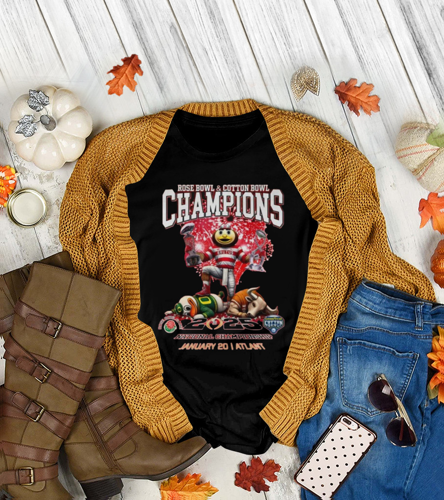 Rose Bowl and Cotton Bowl Champions 2025 National Championship January 20 Atlanta T-Shirt