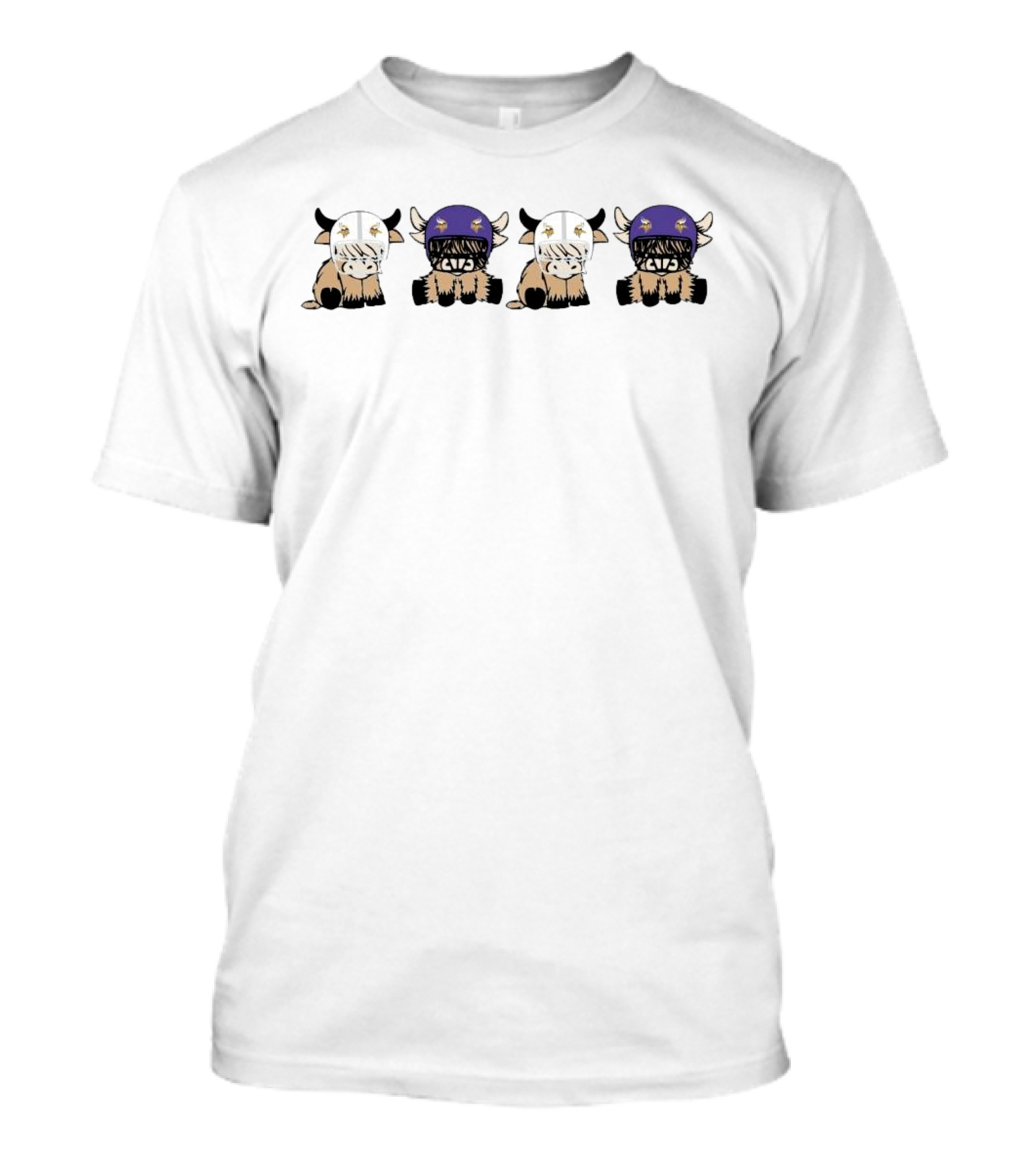 Minnesota Vikings Highland Cow Helmet T-Shirt