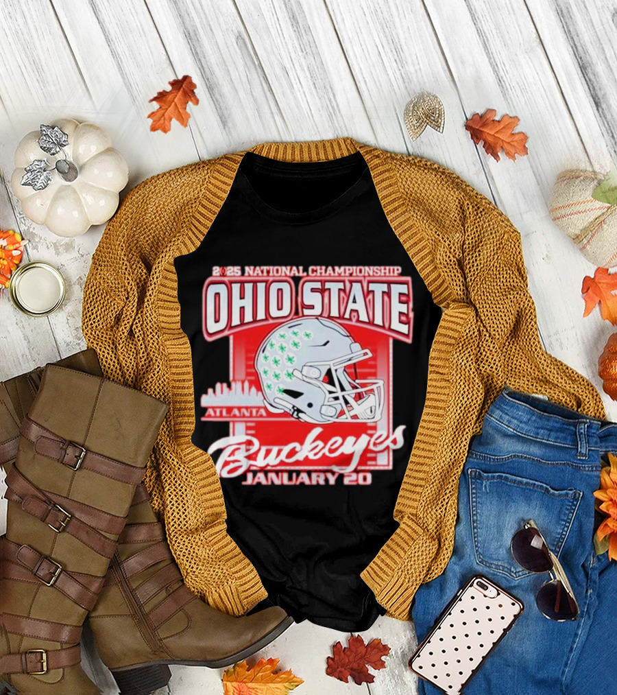 Ohio State Buckeyes Red 2025 National Championship Atlanta January 20 Helmet T-Shirt