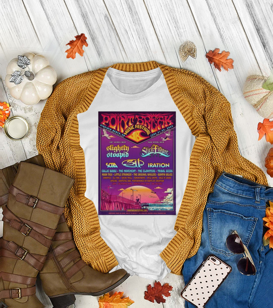 Point Break Music Festival 2025 Featuring Slightly Stoopid, Stick Figure, 311, and Iration at Virginia Beach on June 21st-22nd T-Shirt