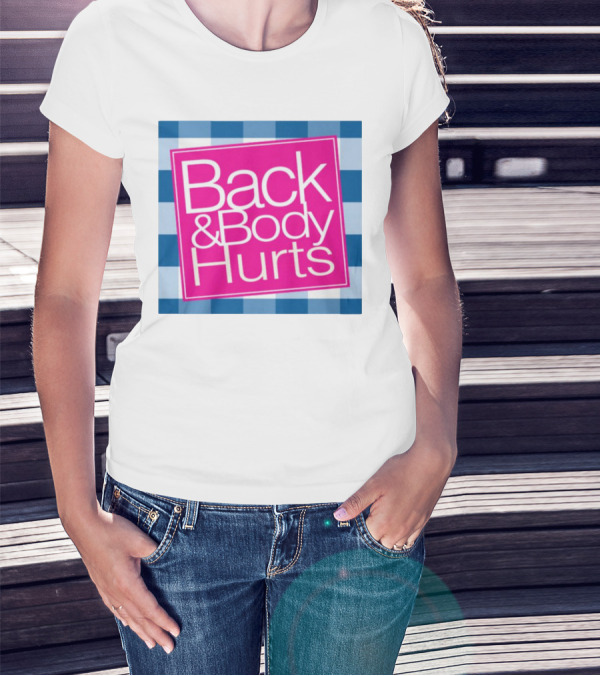 Back And Body Hurts Blue Checkered Square T-Shirt