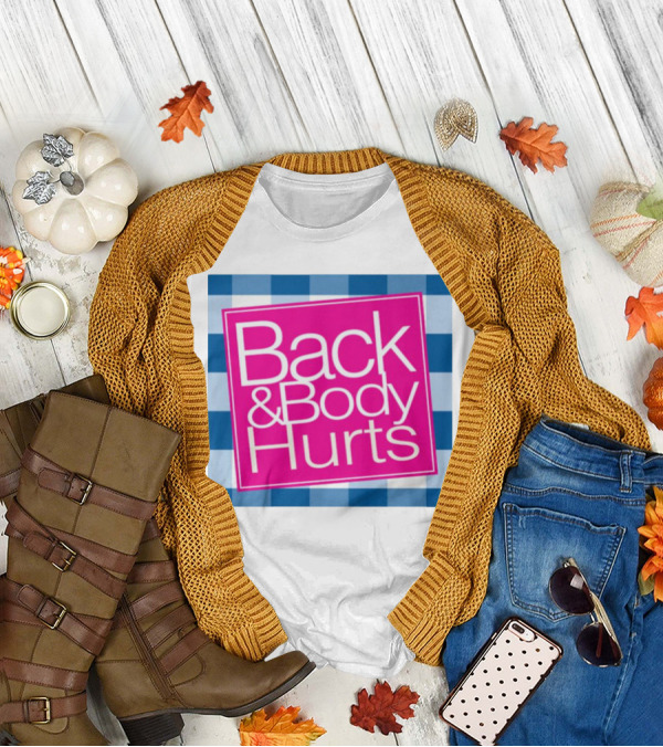 Back And Body Hurts Blue Checkered Square T-Shirt