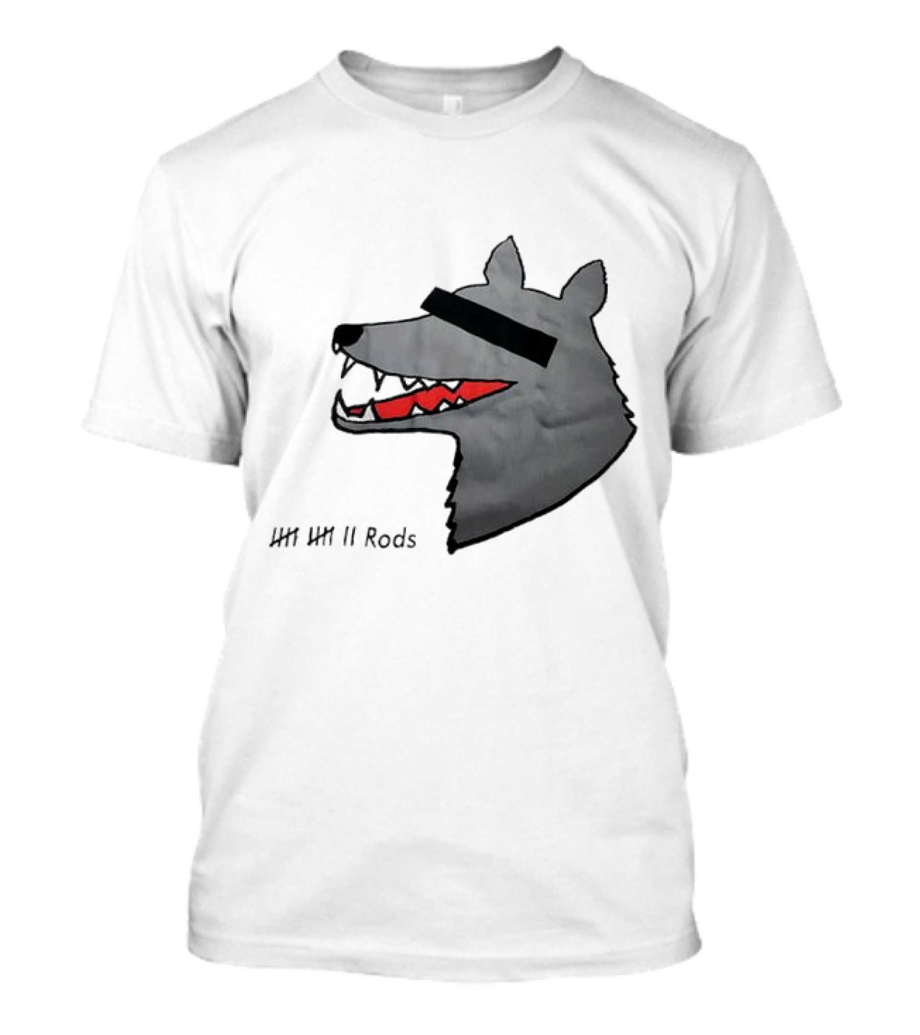 12 Rods Lost Time Wolf Head With Red And Black Accents T-Shirt