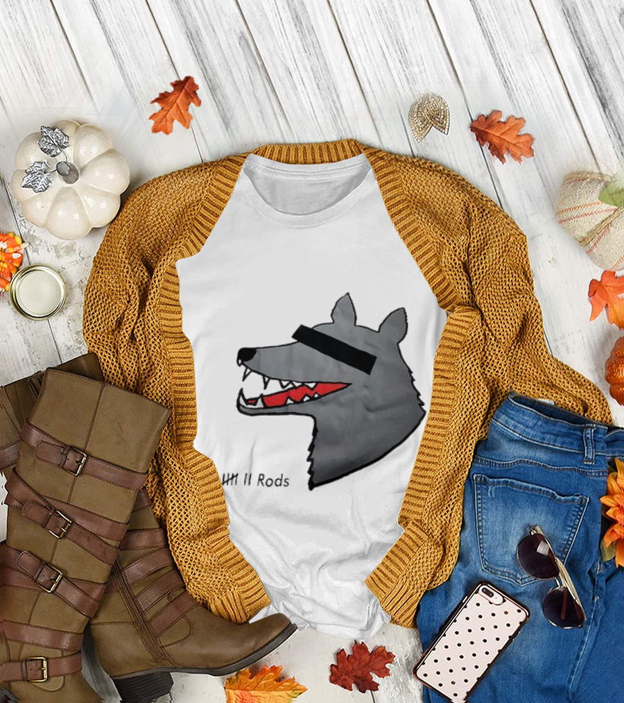 12 Rods Lost Time Wolf Head with Red and Black Accents T-Shirt