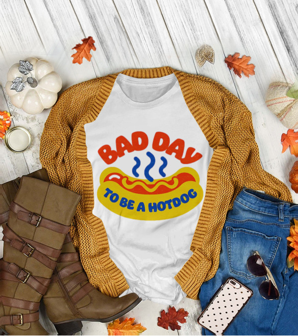 Bad Day To Be A Hotdog With Steaming Hotdog Graphic T-Shirt