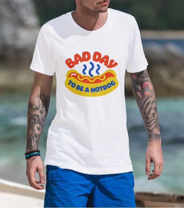 Bad Day To Be A Hotdog With Steaming Hotdog Graphic T-Shirt
