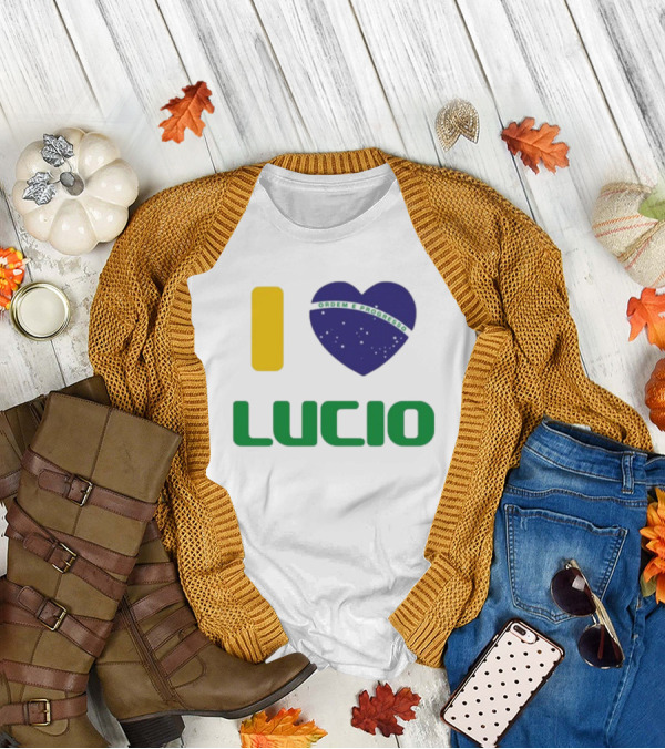 I Love Ordem E Progresso Lucio Brazil Heart Flag Style T-Shirt
