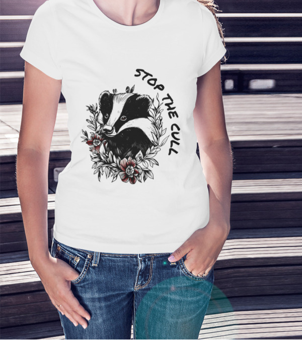 Badger Stop The Cull Floral Design T-Shirt