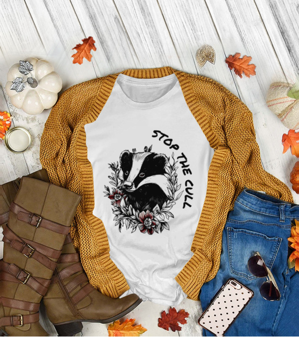 Badger Stop The Cull Floral Design T-Shirt