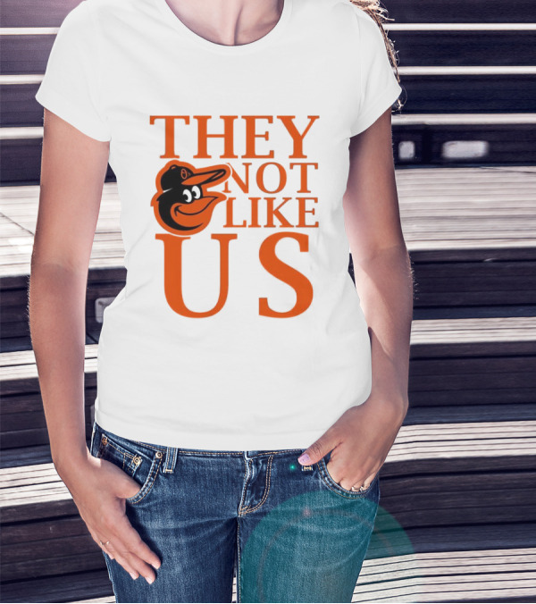 Baltimore Orioles They Not Like Us Bold Orange Text With Bird Graphic T-Shirt