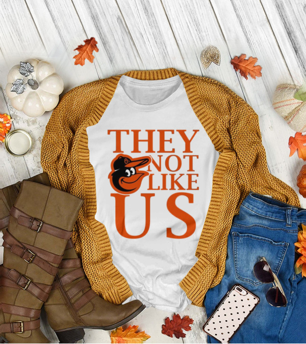 Baltimore Orioles They Not Like Us Bold Orange Text With Bird Graphic T-Shirt