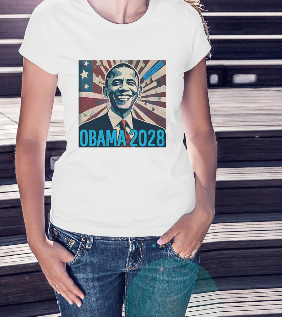 Obama 2028 American Flag Donkoolook T-Shirt