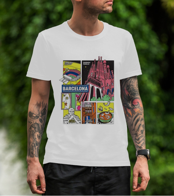 Barcelona Sagrada Familia Camp Nou Museu Picasso Gothic Quarter Paella T-Shirt