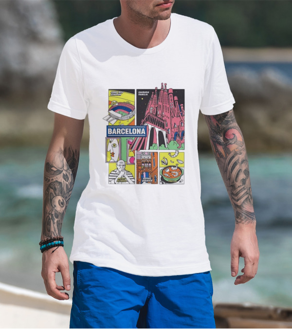 Barcelona Sagrada Familia Camp Nou Museu Picasso Gothic Quarter Paella T-Shirt