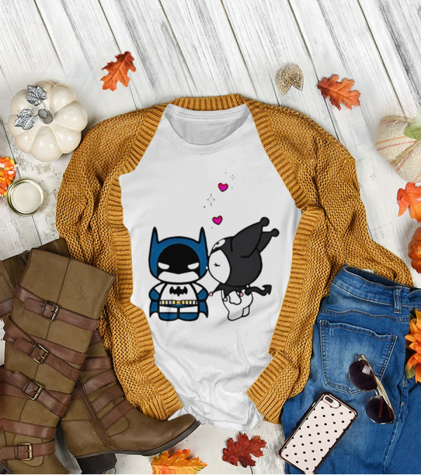 Batman Kuromi Kiss Cartoon With Hearts T-Shirt