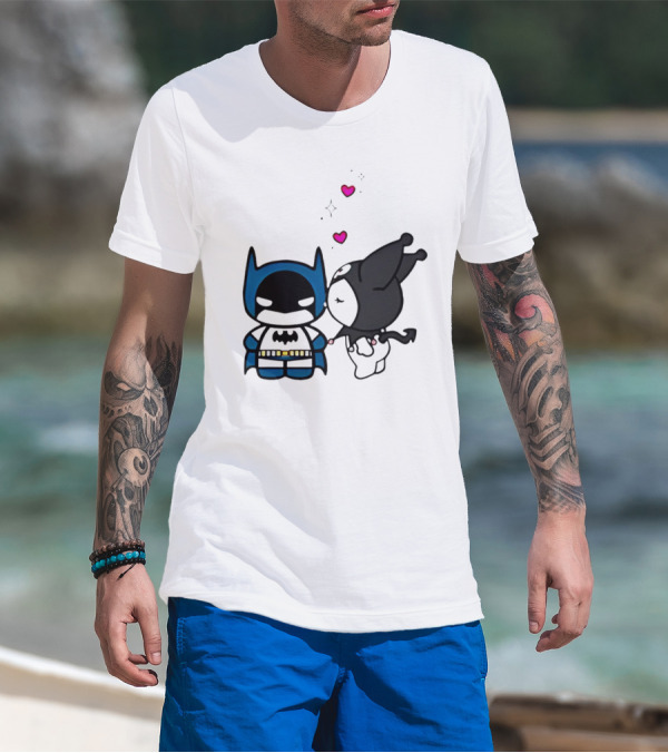 Batman Kuromi Kiss Cartoon With Hearts T-Shirt