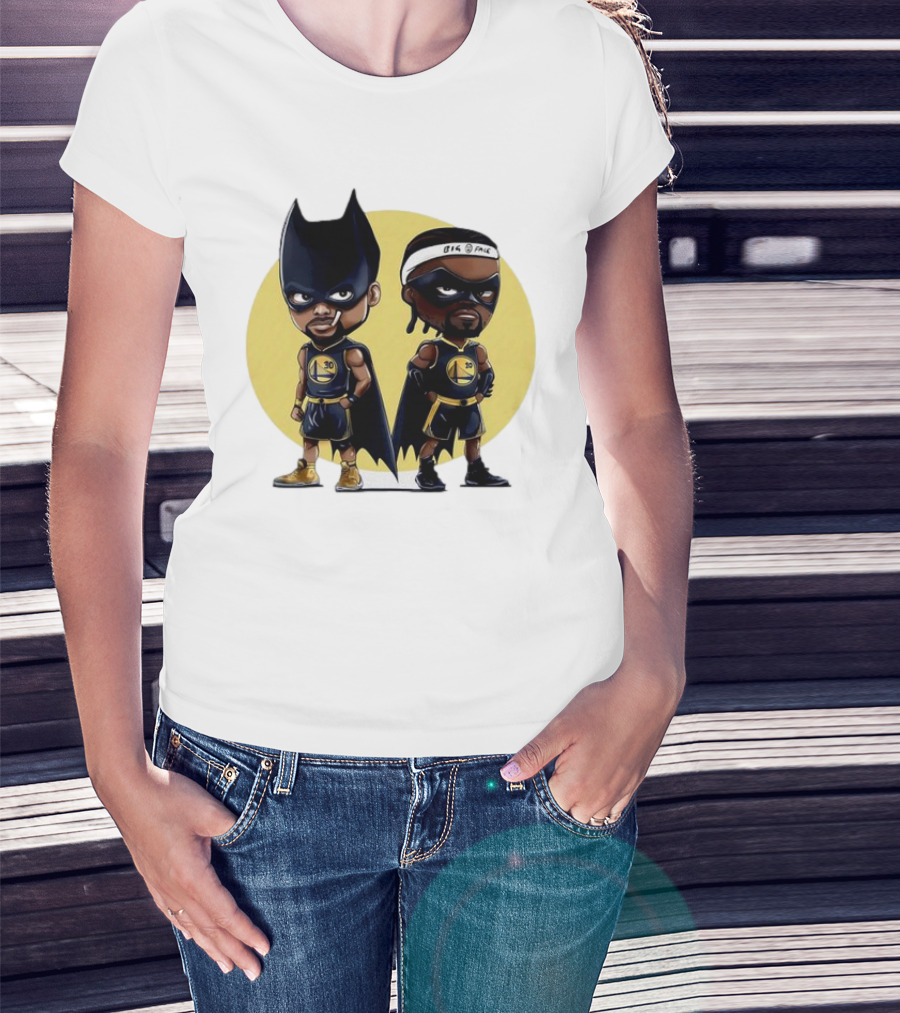 Batman And Robin Chibi Warriors 30 And Headband Duo Big Face T-Shirt