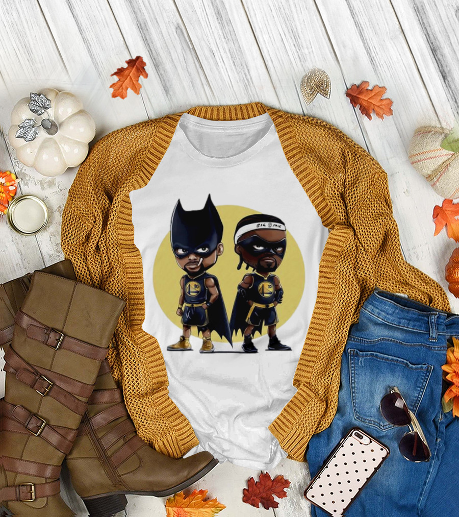 Batman And Robin Chibi Warriors 30 And Headband Duo Big Face T-Shirt