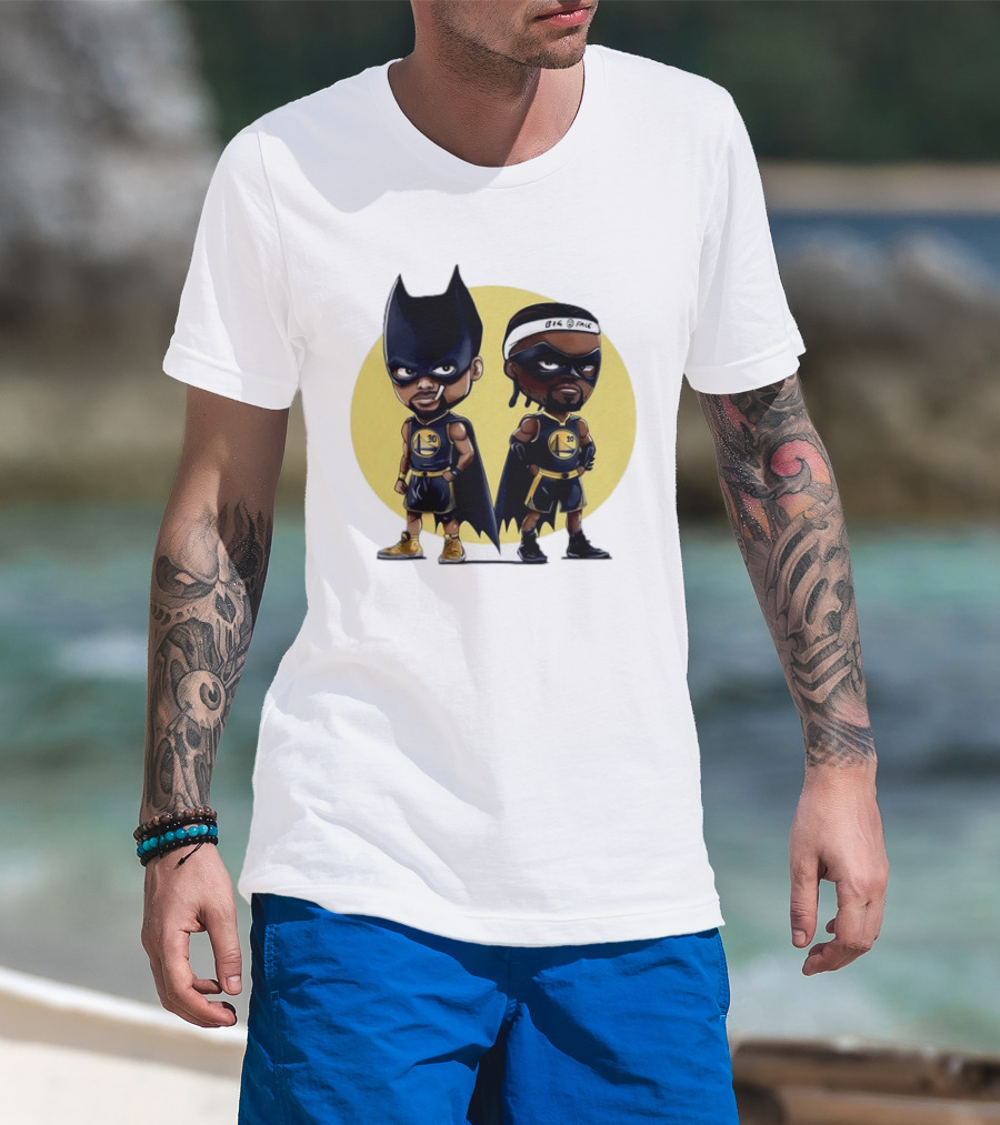 Batman And Robin Chibi Warriors 30 And Headband Duo Big Face T-Shirt