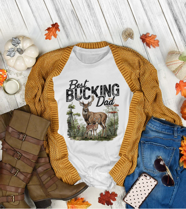 Best Bucking Dad Deer Forest Scene T-Shirt