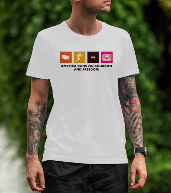 America Runs On Bourbon And Freedom Map Runner Flag T-Shirt