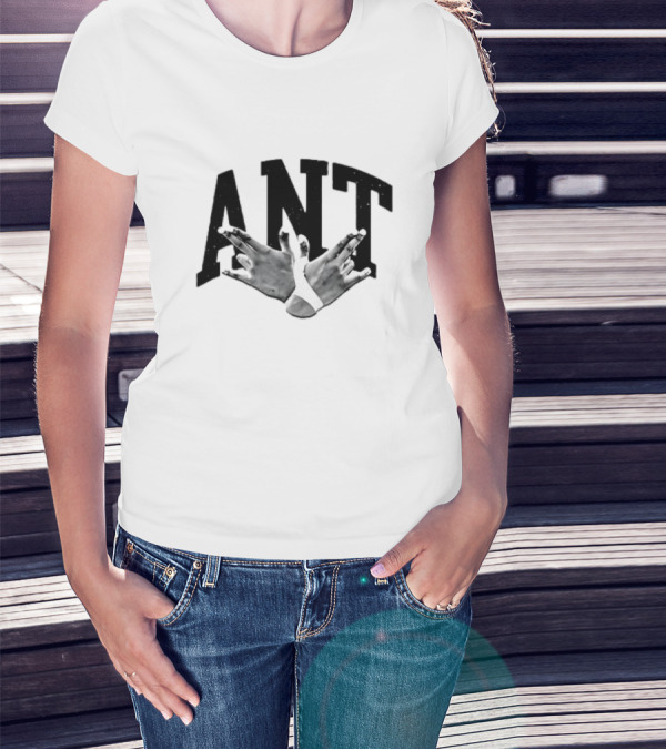Hands Forming Heart Symbol With Ant Text T-Shirt