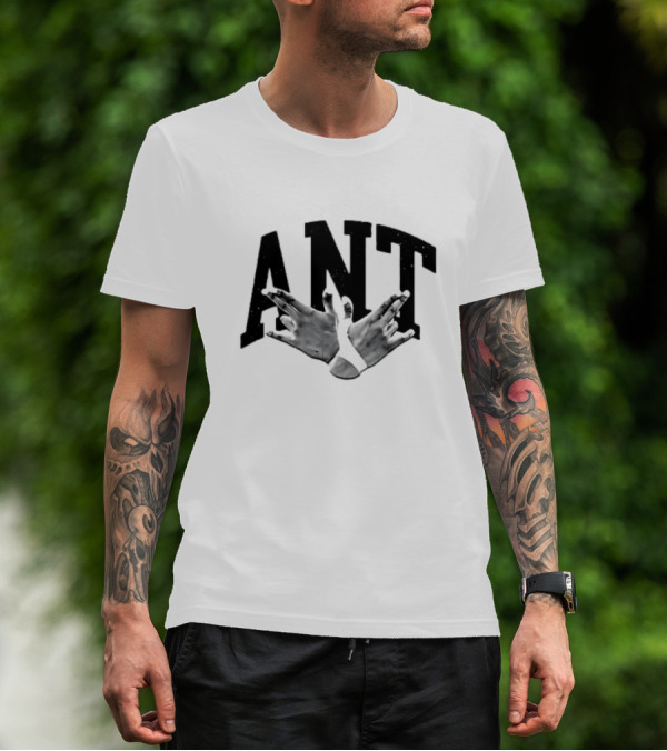 Hands Forming Heart Symbol With Ant Text T-Shirt