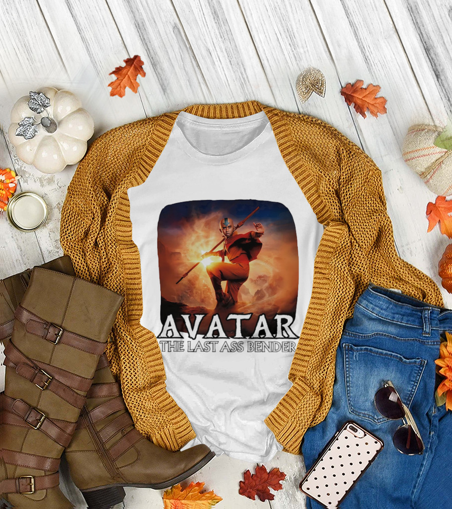 Avatar The Last Ass Bender Aang Parody With Red Outfit And Staff T-Shirt