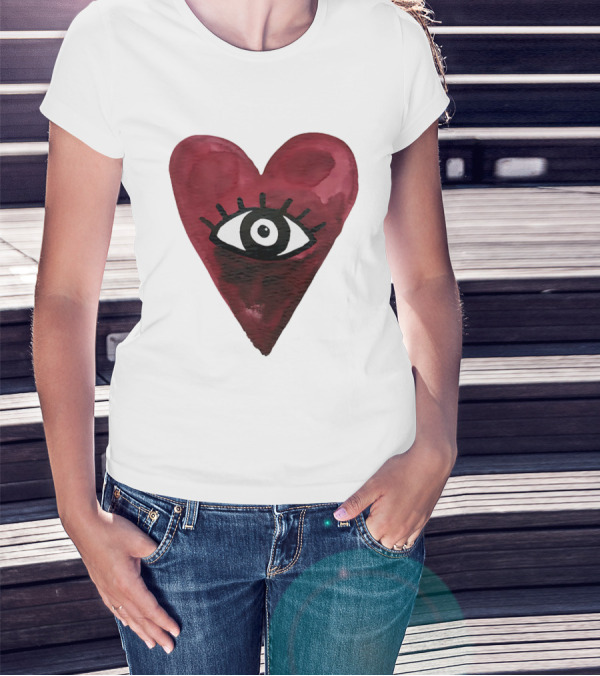 Burgundy Hearts Club Eye Retro T-Shirt