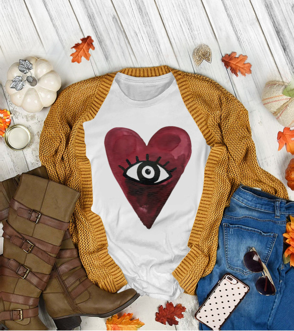 Burgundy Hearts Club Eye Retro T-Shirt