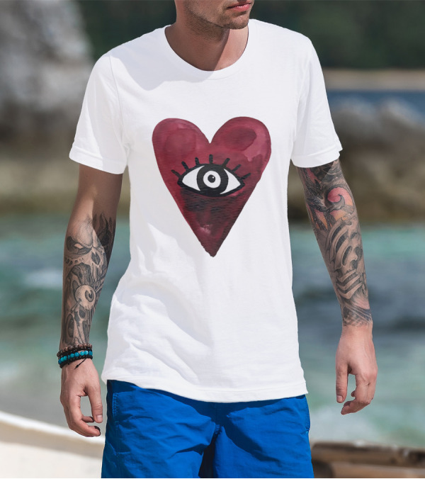 Burgundy Hearts Club Eye Retro T-Shirt