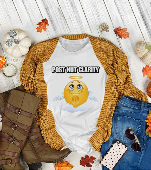 Cringeytees Post Nut Clarity Angel Emoji On Cloud T-Shirt