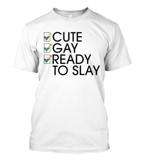 Cute Gay Ready To Slay Rainbow Checkmarks T-Shirt