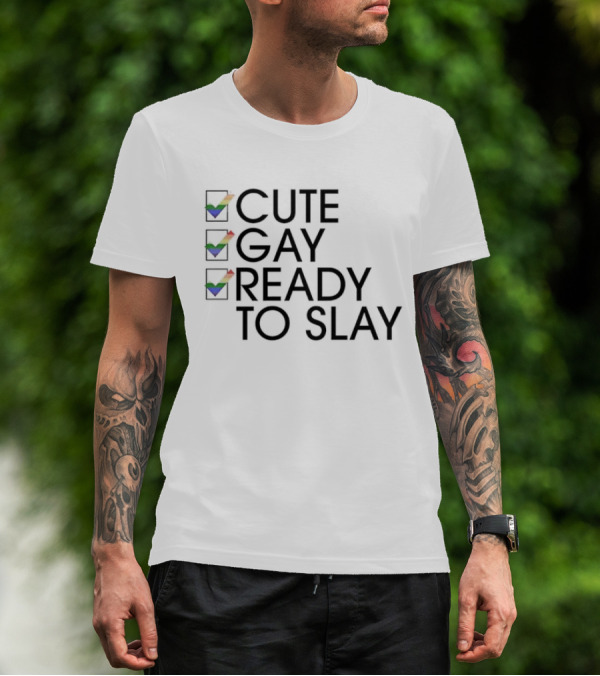Cute Gay Ready To Slay Rainbow Checkmarks T-Shirt
