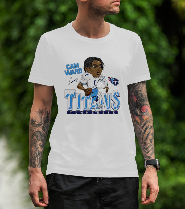 Cam Ward Tennessee Titans NFL Football Cartoon Character T-Shirt