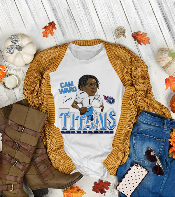 Cam Ward Tennessee Titans NFL Football Cartoon Character T-Shirt