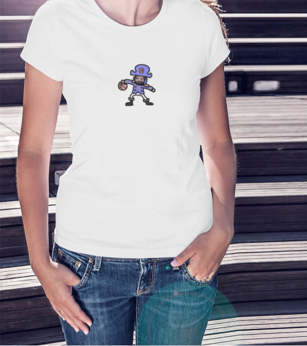Captain Clutch Blue Pirate Basketball Character T-Shirt