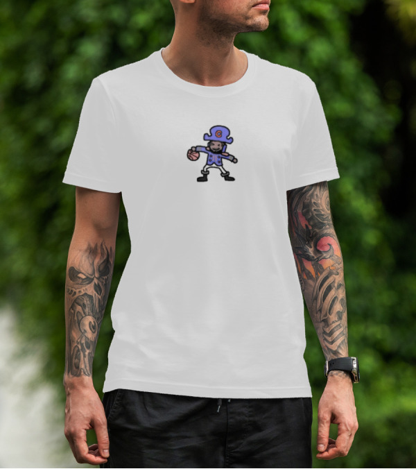 Captain Clutch Blue Pirate Basketball Character T-Shirt