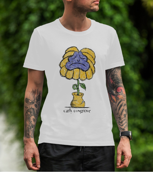 Carly Cosgrove Sad Flower Yellow Petals Blue Face Bloom T-Shirt