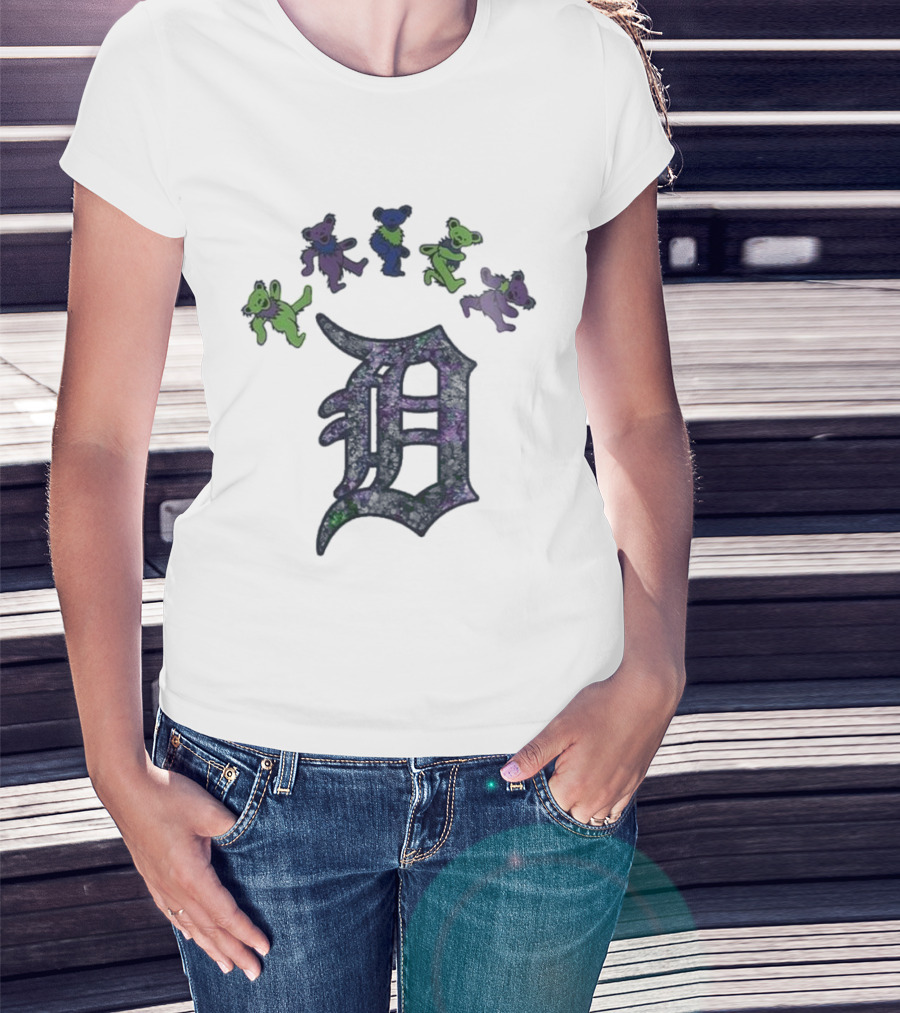 Detroit Tigers Grateful Dead Night 2025 Bears And D Logo T-Shirt