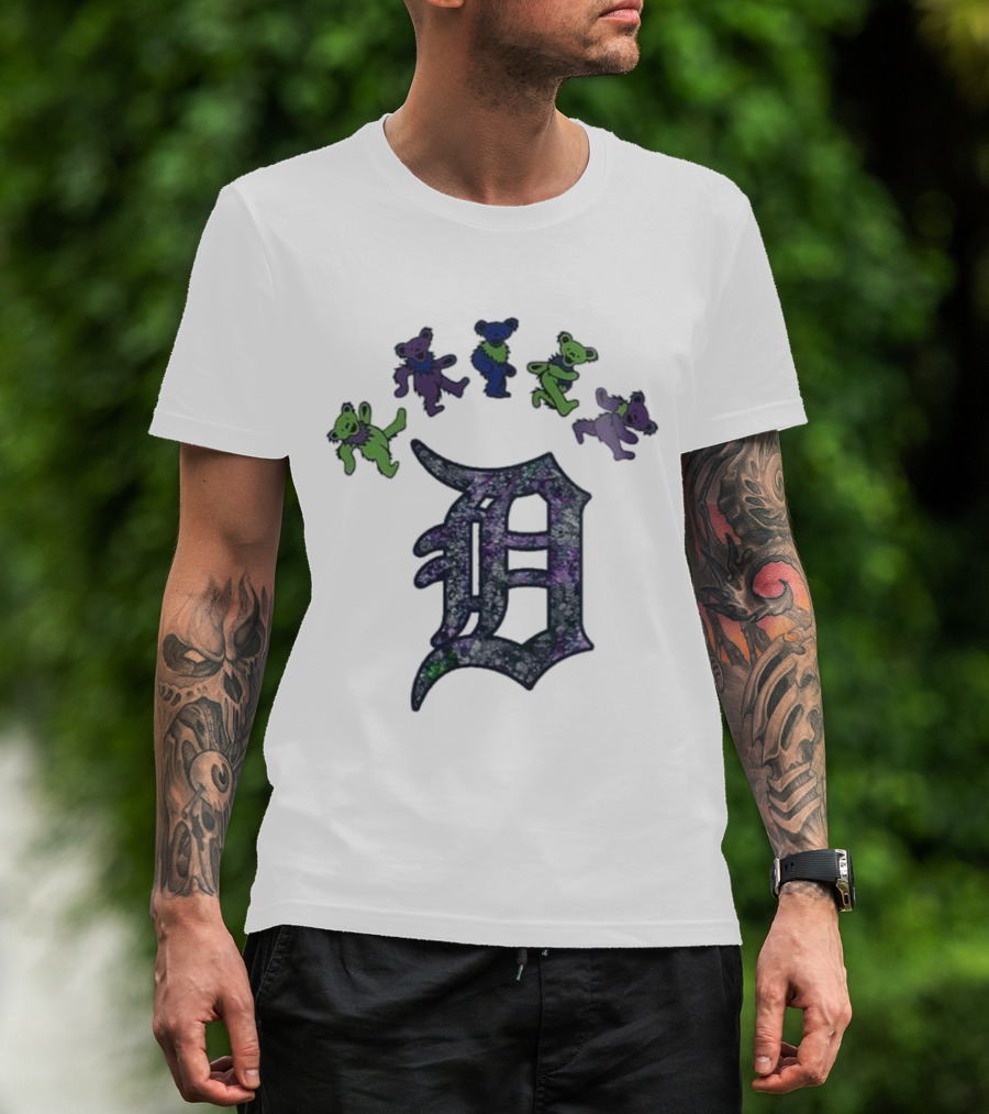 Detroit Tigers Grateful Dead Night 2025 Bears And D Logo T-Shirt