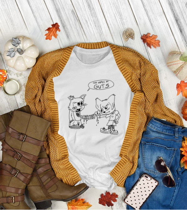 Cr1ttern3t She Hates My Guts Grumpy Cats Comic Style T-Shirt